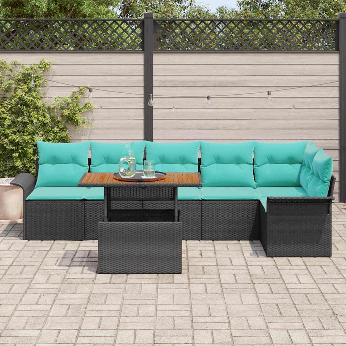 Set de canapele pentru grădină cu pernă 7 pcs Negru și Albastru - WALTI WALTI