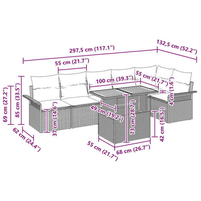 Set de canapele pentru grădină cu pernă 7 pcs Negru și Albastru - WALTI WALTI
