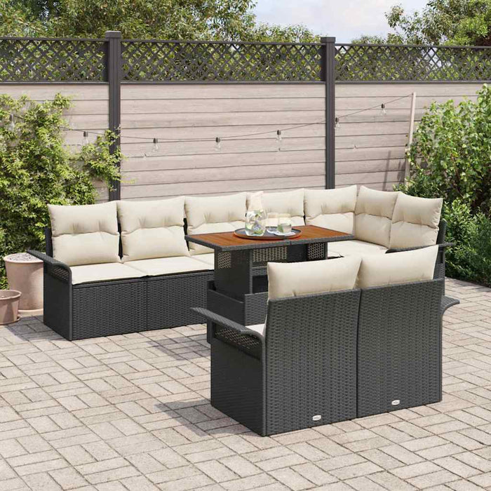 Set de canapele pentru grădină cu pernă 9 pcs negru și crem - WALTI WALTI