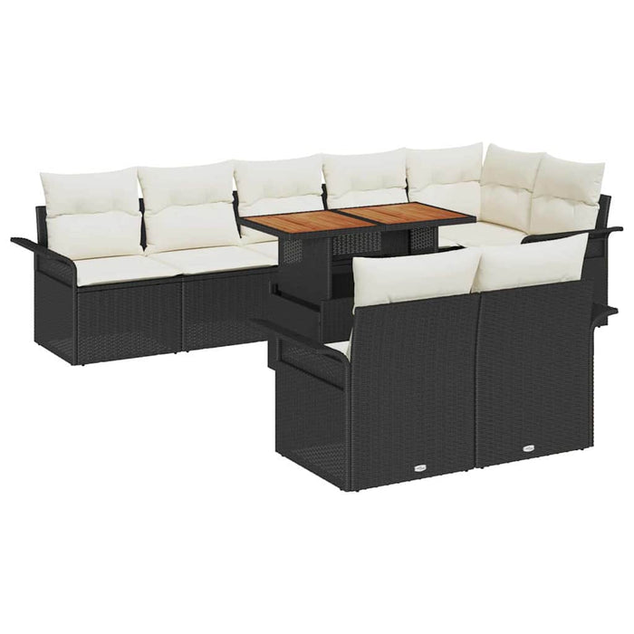 Set de canapele pentru grădină cu pernă 9 pcs negru și crem - WALTI WALTI