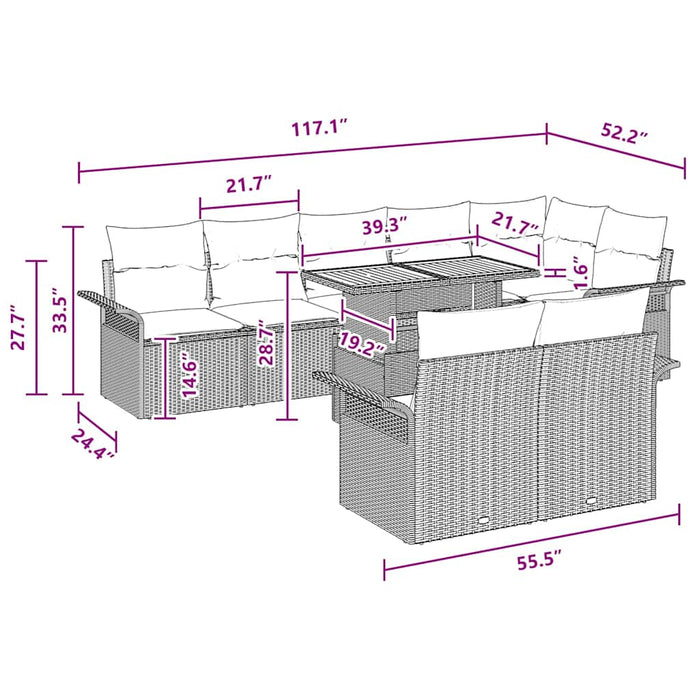 Set de canapele pentru grădină cu pernă 9 pcs negru și crem - WALTI WALTI