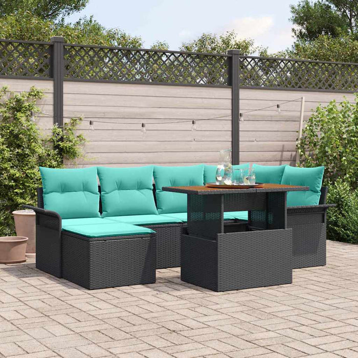 Set de canapele pentru grădină cu pernă 7 pcs Negru și albastru WALTI