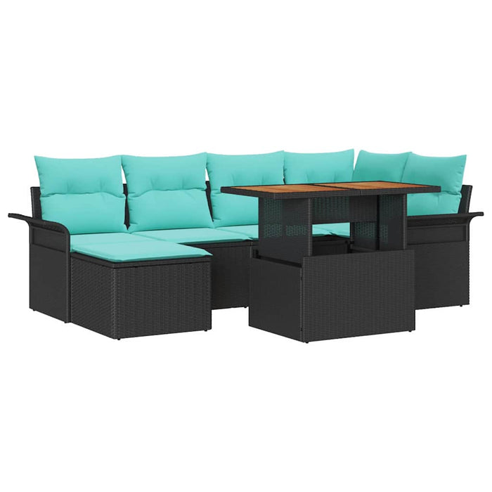 Set de canapele pentru grădină cu pernă 7 pcs Negru și albastru WALTI