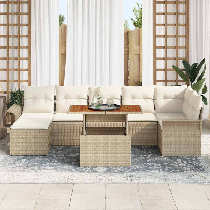 Set de canapele pentru grădină cu pernă 8 pcs bej și crem - WALTI WALTI