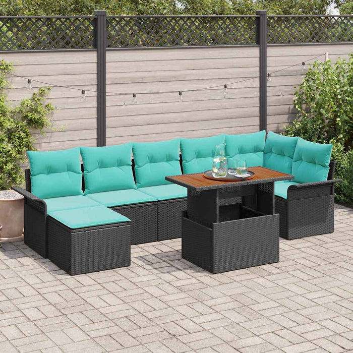 Set de canapele pentru grădină cu pernă 8 pcs Negru și Albastru - WALTI WALTI