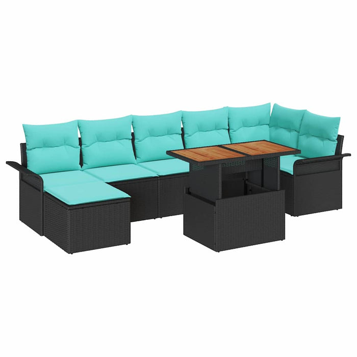 Set de canapele pentru grădină cu pernă 8 pcs Negru și Albastru - WALTI WALTI
