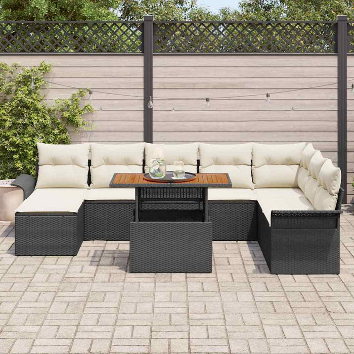Set de canapele pentru grădină 9 buc. negru și crem - WALTI WALTI