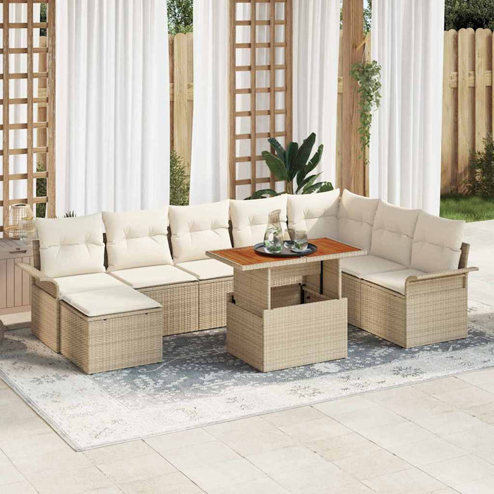 Set de canapele pentru grădină cu pernă 9 pcs bej și crem - WALTI WALTI