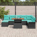 Set de canapele pentru grădină cu pernă 9 pcs Negru și albastru - WALTI WALTI