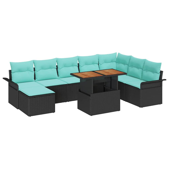 Set de canapele pentru grădină cu pernă 9 pcs Negru și albastru - WALTI WALTI