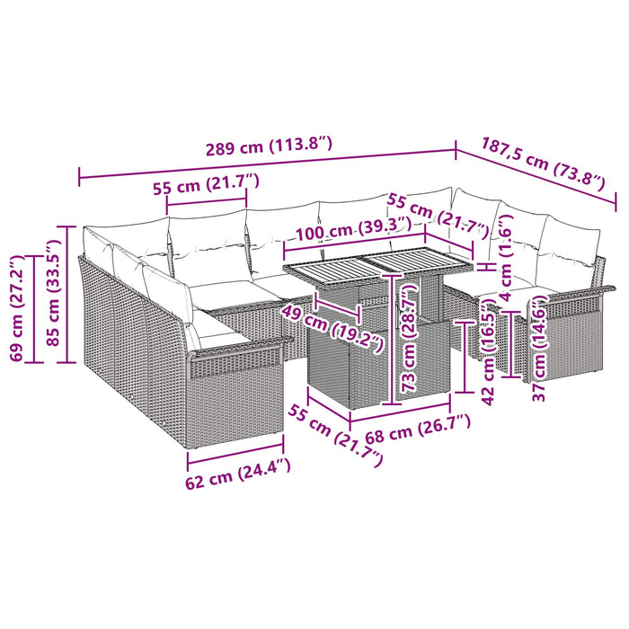 Set de canapele pentru grădină Manual 10 pcs Negru și albastru - WALTI WALTI