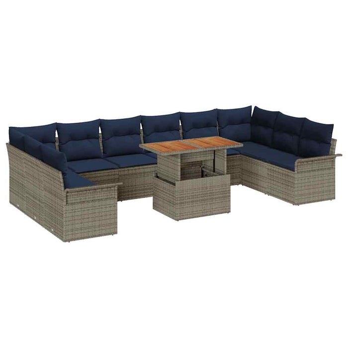 Set de canapele pentru grădină 11 pcs Gri și albastru marin WALTI