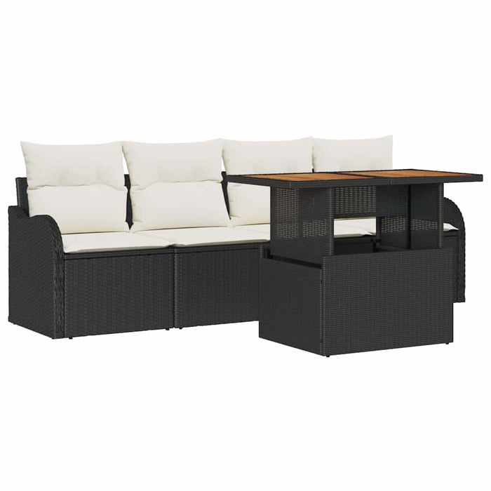 Set de canapele pentru grădină cu pernă 5 pcs negru și crem - WALTI WALTI