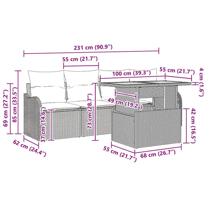 Set de canapele pentru grădină Manual 5 pcs bej și gri deschis - WALTI WALTI