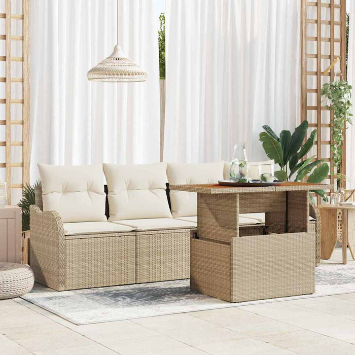 Set de canapele pentru grădină 5 pcs Bej și crem poliratan WALTI