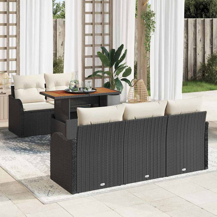 Set de canapele pentru grădină cu pernă 6 pcs negru și crem - WALTI WALTI