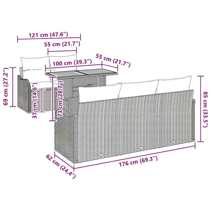 Set de canapele pentru grădină 6 pcs Gri 100 x 55 x 73 cm - WALTI WALTI