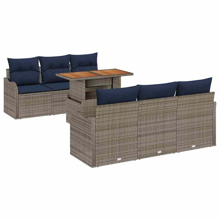 Set de canapele pentru grădină 7 buc. Gri și albastru marin - WALTI WALTI