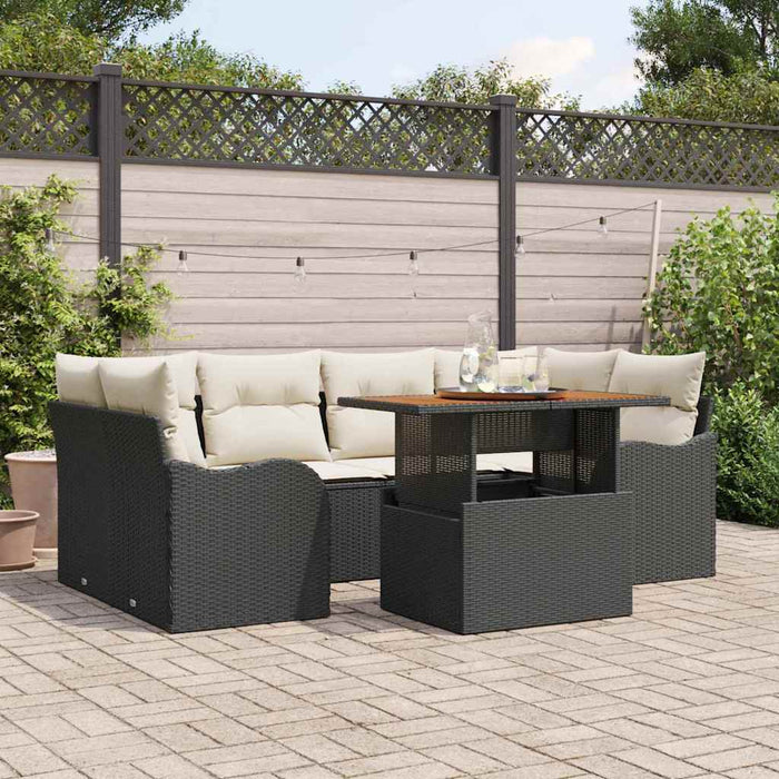 Set de canapele pentru grădină cu pernă 7 pcs negru și crem - WALTI WALTI