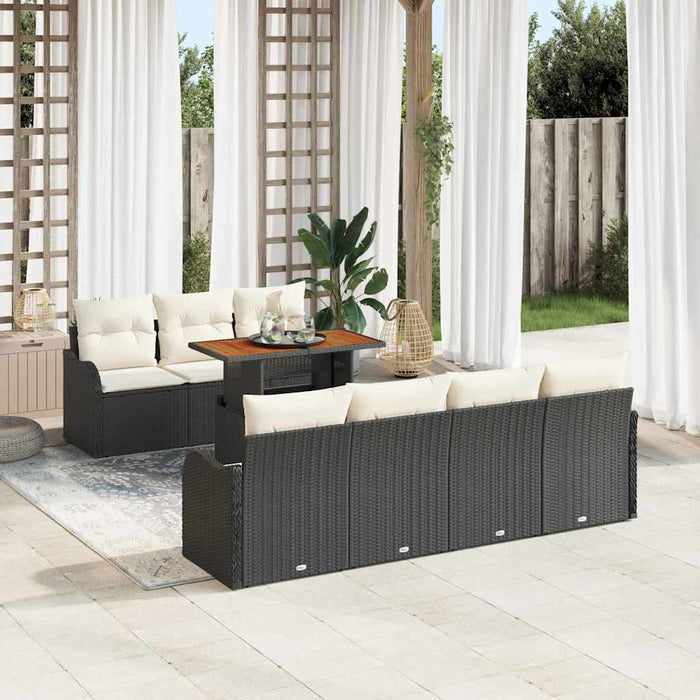 Set de canapele pentru grădină cu pernă 8 pcs negru și crem - WALTI WALTI
