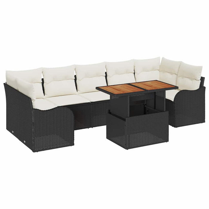 Set de canapele pentru grădină cu pernă 8 pcs negru și crem - WALTI WALTI