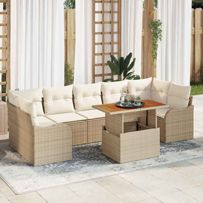 Set de canapele pentru grădină cu pernă 8 pcs bej și crem - WALTI WALTI