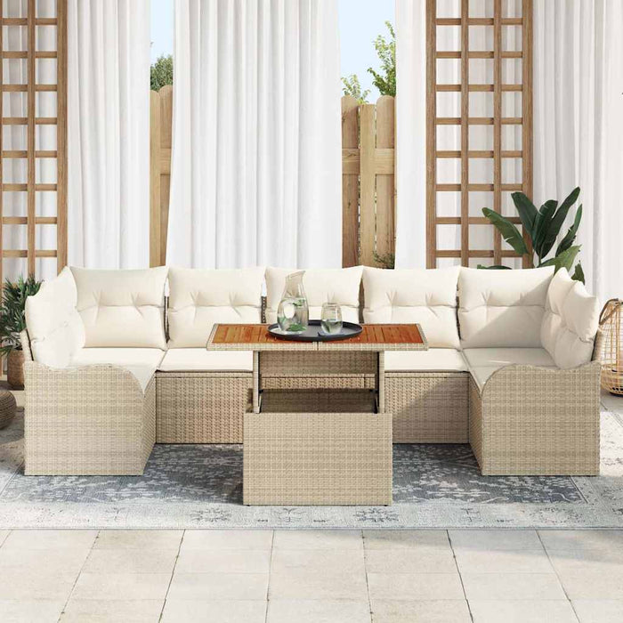 Set de canapele pentru grădină cu pernă 8 pcs bej și crem - WALTI WALTI