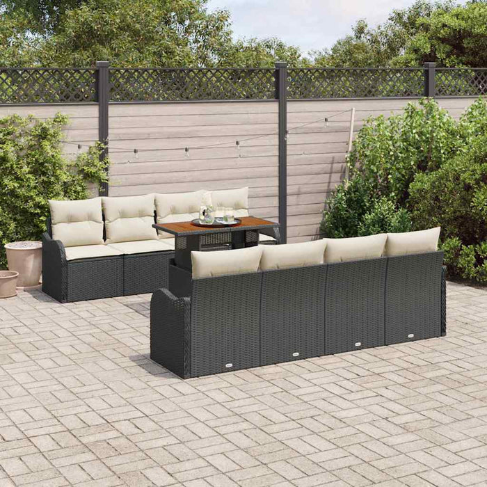 Set de canapele pentru grădină cu pernă 7 pcs negru și crem - WALTI WALTI