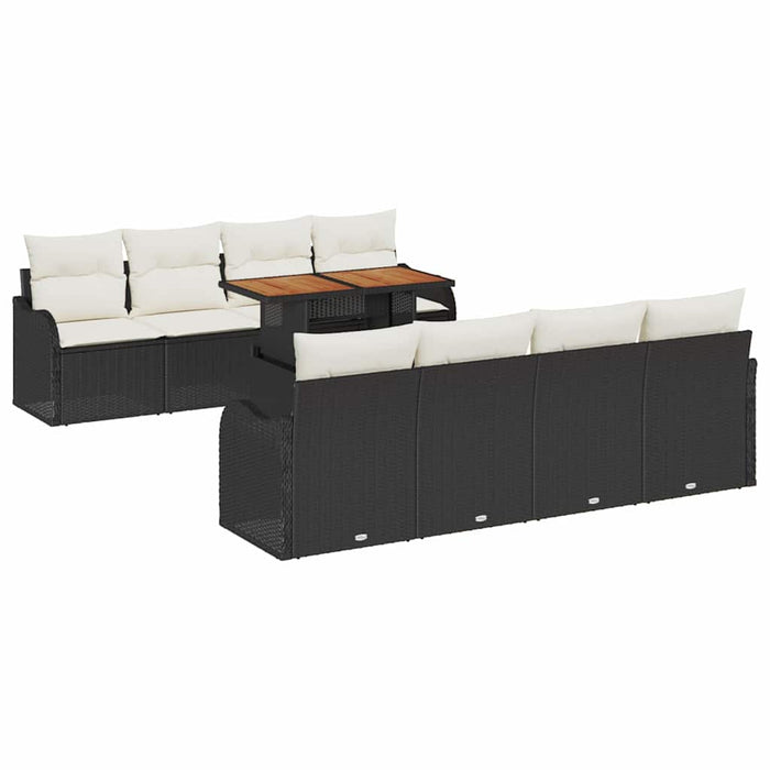 Set de canapele pentru grădină cu pernă 7 pcs negru și crem - WALTI WALTI