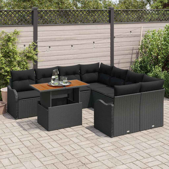 Set de canapele pentru grădină cu pernă Manual 7 pcs Negru - WALTI WALTI