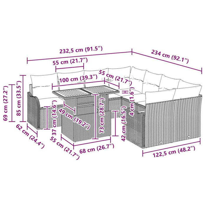 Set de canapele pentru grădină cu pernă Manual 7 pcs Negru - WALTI WALTI