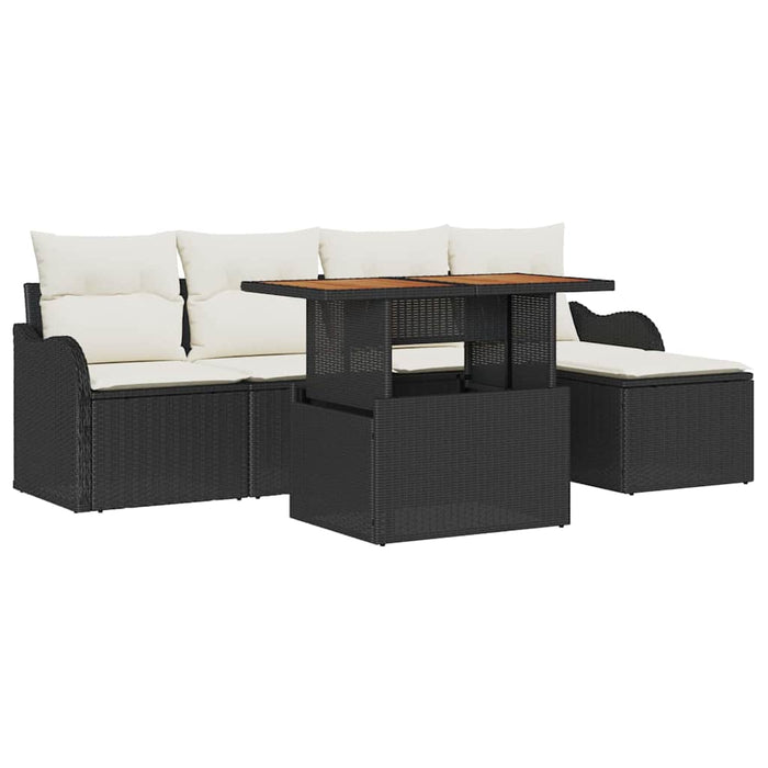 Set de canapele pentru grădină cu pernă 6 pcs negru și crem - WALTI WALTI