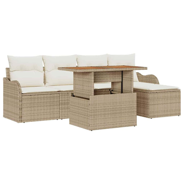 Set de canapele pentru grădină 6 pcs Bej și crem poliratan WALTI