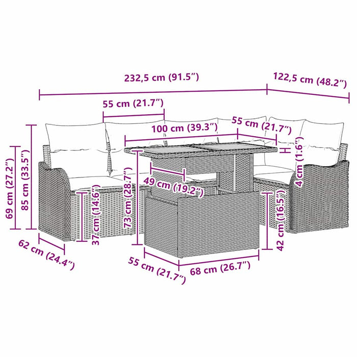 Set de canapele pentru grădină 6 buc. 5-Număr de locuri - WALTI WALTI