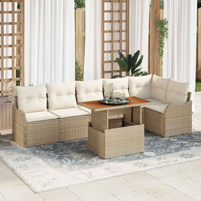 Set de canapele pentru grădină cu pernă 7 pcs bej și crem - WALTI WALTI