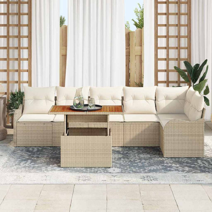 Set de canapele pentru grădină cu pernă 7 pcs bej și crem - WALTI WALTI