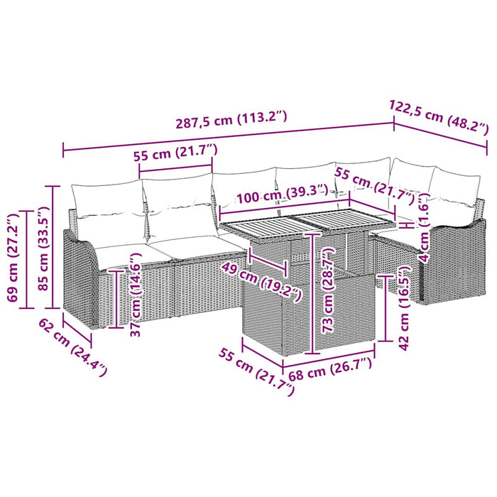 Set de canapele pentru grădină 7 pcs Negru 100 x 55 x 73 cm - WALTI WALTI
