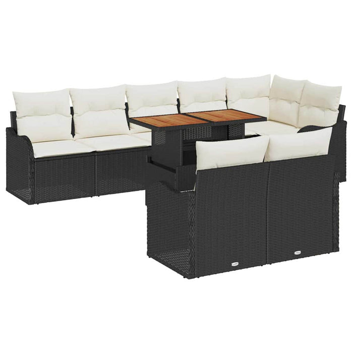 Set de canapele pentru grădină cu pernă 9 pcs negru și crem - WALTI WALTI