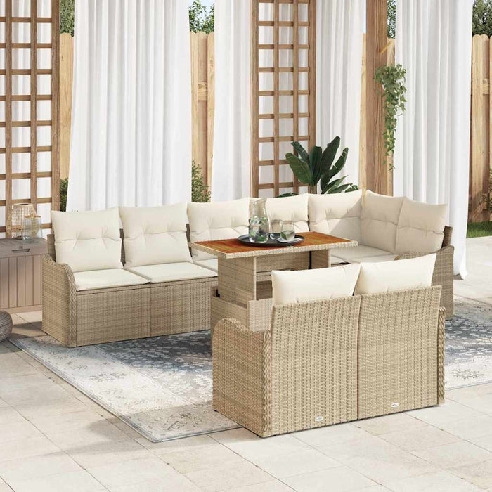 Set de canapele pentru grădină cu pernă 9 pcs bej și crem - WALTI WALTI