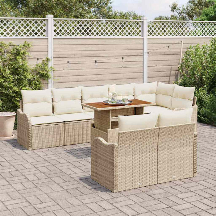 Set de canapele pentru grădină cu pernă 9 pcs bej și crem - WALTI WALTI