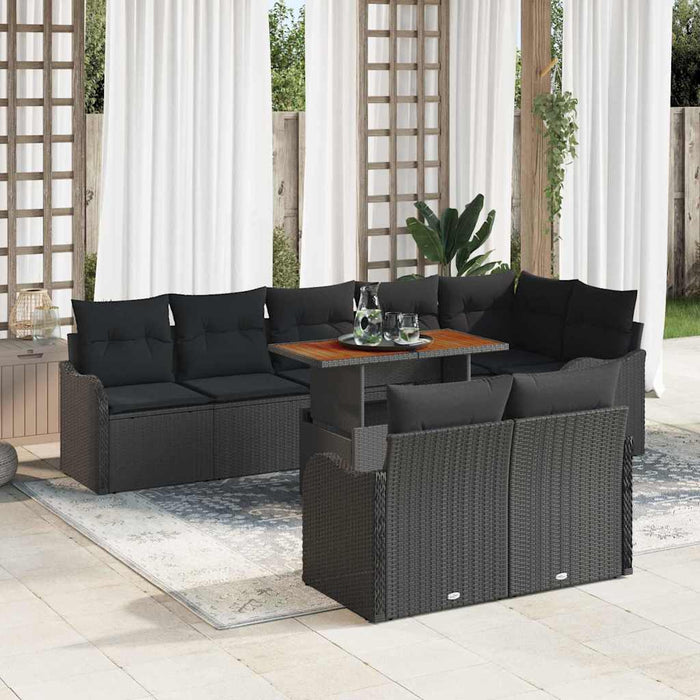 Set de canapele pentru grădină cu pernă Manual 9 pcs Negru - WALTI WALTI