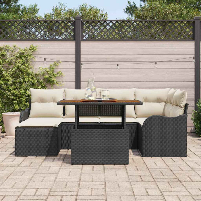 Set de canapele pentru grădină 7 buc. negru și crem WALTI