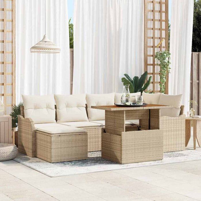 Set de canapele pentru grădină cu pernă 7 pcs bej și crem WALTI