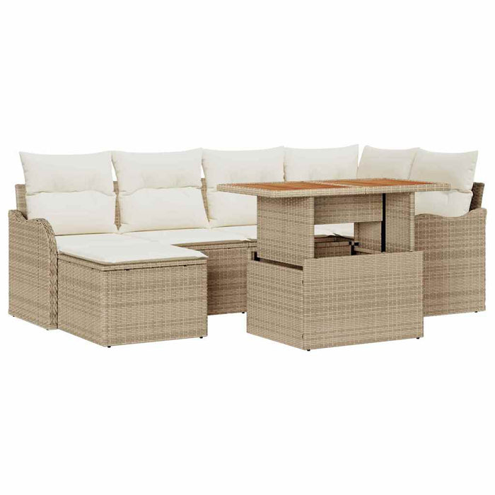 Set de canapele pentru grădină cu pernă 7 pcs bej și crem WALTI