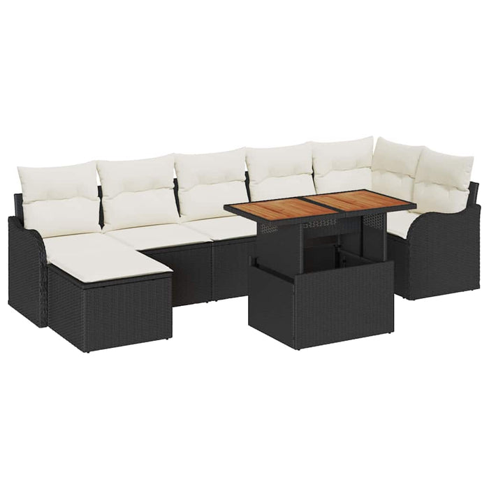 Set de canapele pentru grădină cu pernă 8 pcs negru și crem - WALTI WALTI