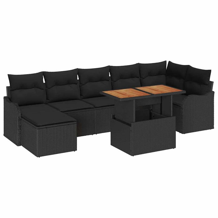 Set de canapele pentru grădină cu pernă 8 pcs Negru - WALTI WALTI