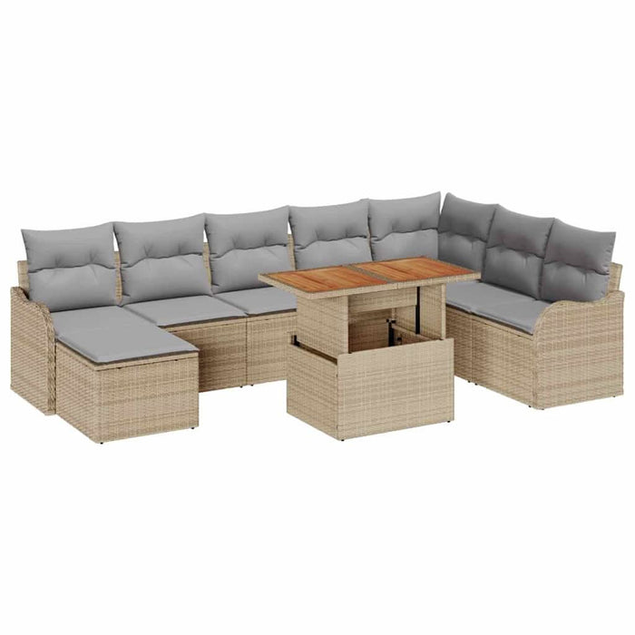 Set de canapele pentru grădină 9 pcs bej și gri deschis - WALTI WALTI