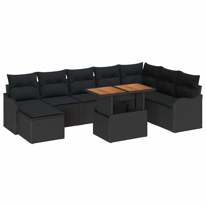 Set de canapele pentru grădină cu pernă 9 pcs Negru - WALTI WALTI