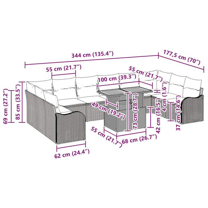 Set de canapele pentru grădină Manual 11 pcs bej și gri deschis - WALTI WALTI