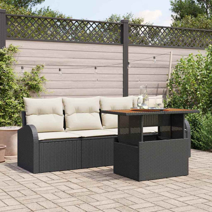 Set de canapele pentru grădină cu pernă 5 pcs negru și crem - WALTI WALTI